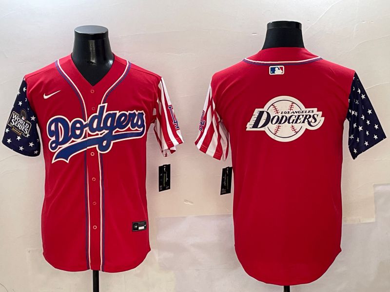Men Los Angeles Dodgers Blank Red a generation of national flags Joint name 2025 Nike MLB Jersey style 35->los angeles dodgers->MLB Jersey